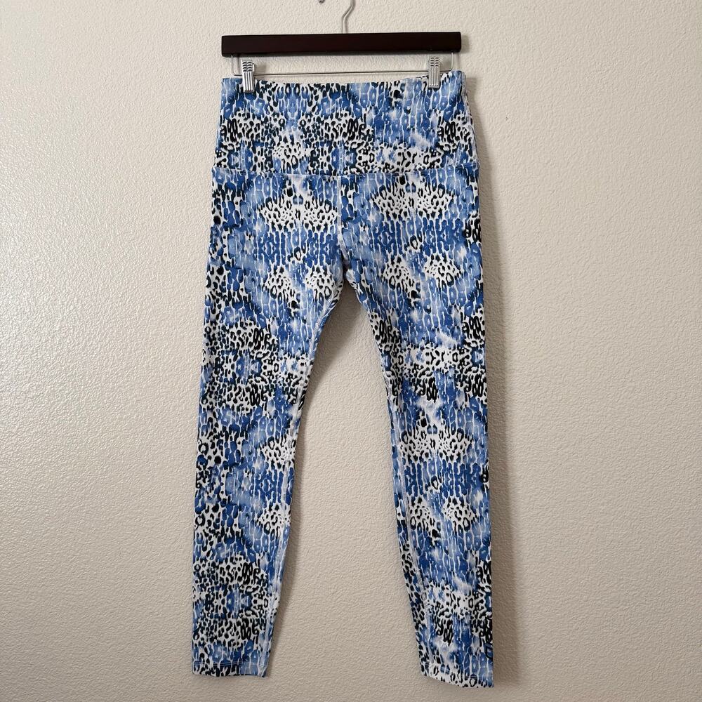 Lorna Jane blue leopard print high waist leggings